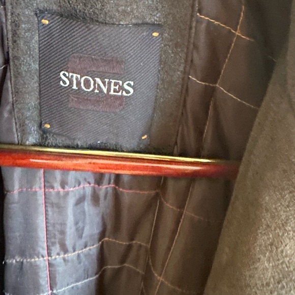 Stones faux leather heavy duty coat with textured leather brown style ,size 42/L - Picture 6 of 9